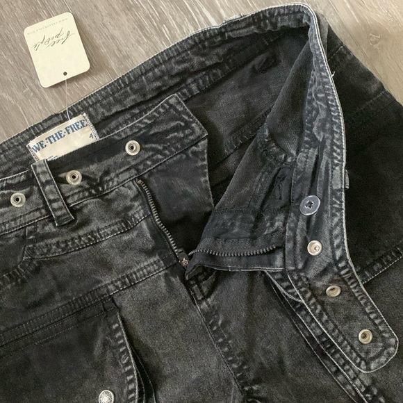 FREE PEOPLE We The Free Hot In It Moto Pants NWT Washed Black - Picture 11 of 16